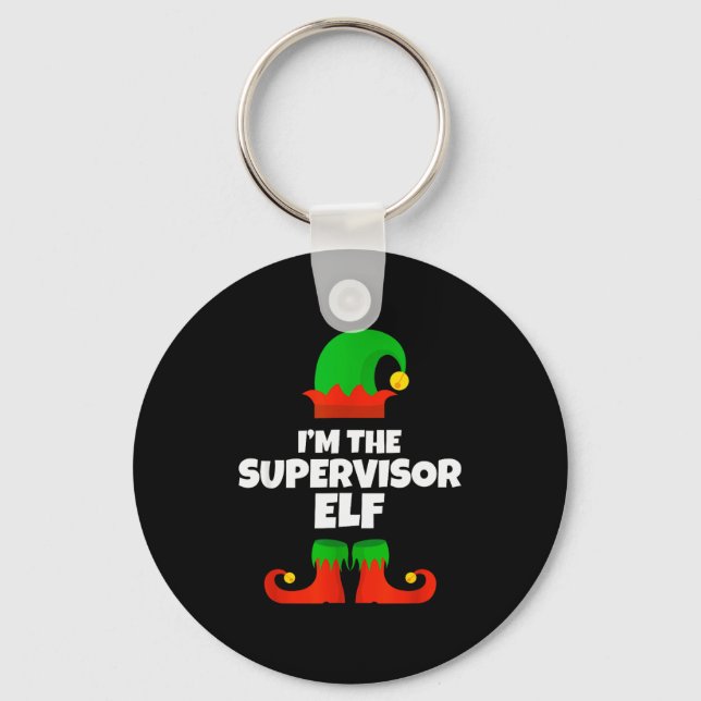 I'm The Supervisor Elf Family Pajama Christmas Fun Key Ring (Front)