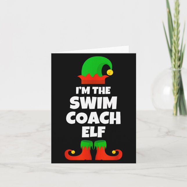 I'm The Swim Coach Elf Family Pajama Christmas Fun Card (Front)