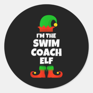 I'm The Swim Coach Elf Family Pajama Christmas Fun Classic Round Sticker