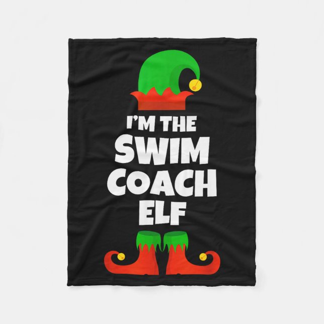 I'm The Swim Coach Elf Family Pajama Christmas Fun Fleece Blanket (Front)