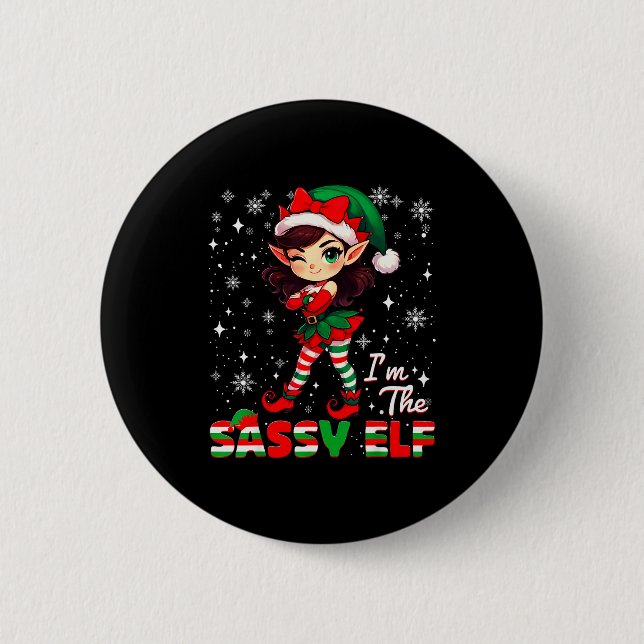 Im The Sy Elf Cute Snowflake Christmas Xmas Girl W 6 Cm Round Badge (Front)