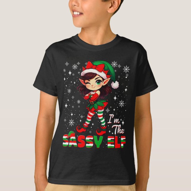 Im The Sy Elf Cute Snowflake Christmas Xmas Girl W T-Shirt (Front)
