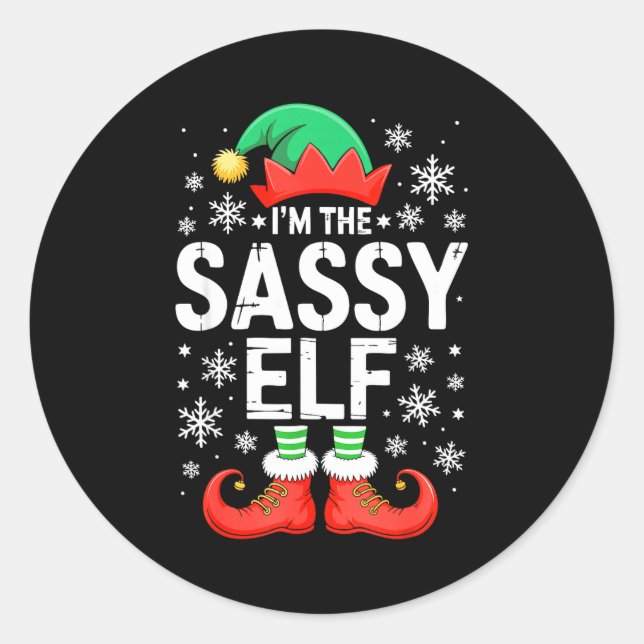I'm The Sy Elf Shirt Family Matching Christmas Cos Classic Round Sticker (Front)