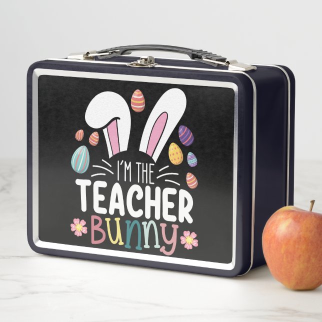 I'm The Teacher Bunny Easter Matching Metal Lunch Box (In Situ)