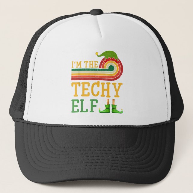 I'm The Techy Elf Matching Group Christmas Party P Trucker Hat (Front)