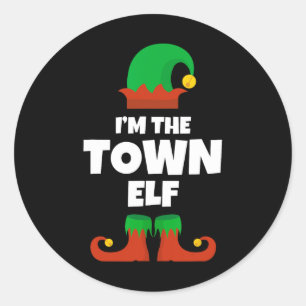I'm The Town Elf Family Pajama Christmas Funny  Classic Round Sticker