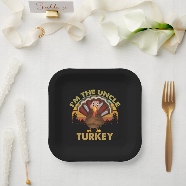 I'm The Uncle Turkey Family Matching Thanksgiving  Paper Plate (Wedding)