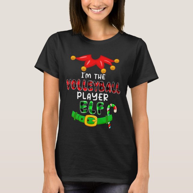 I'm The Volleyball Player Elf Xmas Costumes Elf Lo T-Shirt (Front)