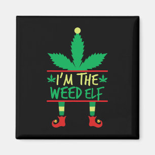 I'm The Weed Elf Funny Ugly Christmas Sweater Magnet