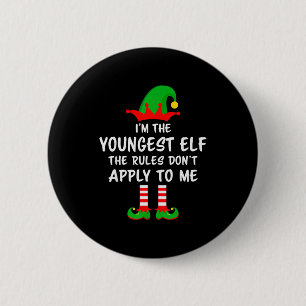 I'm The Youngest Elf Matching Family Christmas 6 Cm Round Badge