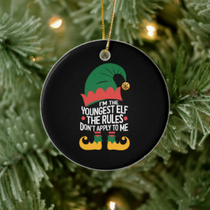 I'm The Youngest Elf Matching Family Christmas Ceramic Tree Decoration