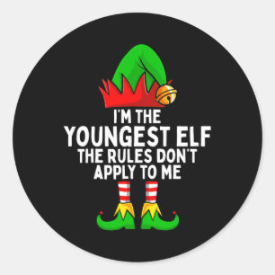 I'm The Youngest Elf Matching Family Christmas  Classic Round Sticker