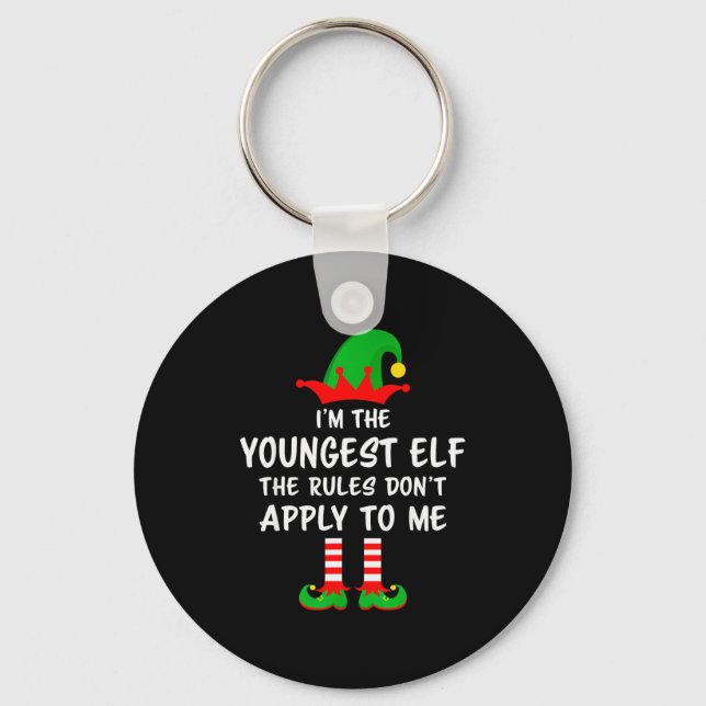 I'm The Youngest Elf Matching Family Christmas  Key Ring (Front)