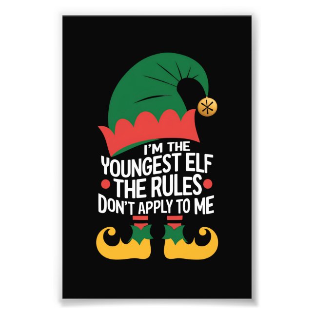 I'm The Youngest Elf Matching Family Christmas Photo Print (Front)