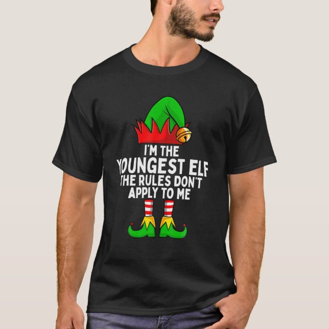 I'm The Youngest Elf Matching Family Christmas T-Shirt (Front)
