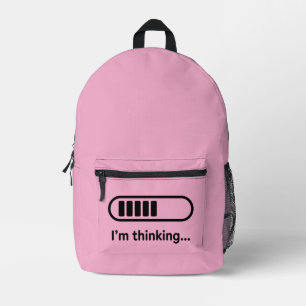 I'm Thinking... Loading Progress Bar Pink Minimali Printed Backpack