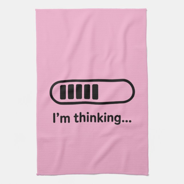 I'm Thinking... Loading Progress Bar Pink Minimali Tea Towel (Vertical)