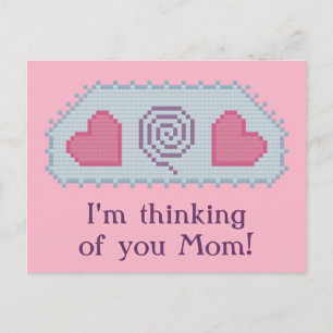 I'm thinking of you Mum! Hearts Spiral Postcard