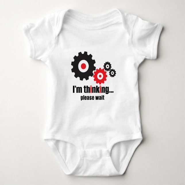 I'm thinking please wait   baby bodysuit (Front)