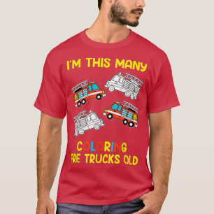 I'm This Many Colouring Fire Trucks Old 2nd Birthd T-Shirt