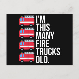 Im This Many Fire Trucks Old T-Shirt Four Year Old Enclosure Card