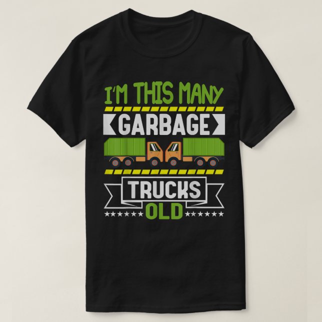 I'm this many Garbage Trucks Old  2nd Birthday  T-Shirt (Design Front)