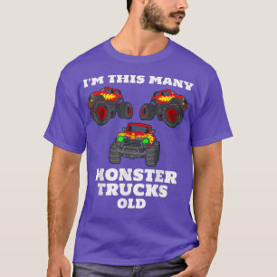 I'm This Many Monster Trucks Old 3 Year Old Birthd T-Shirt