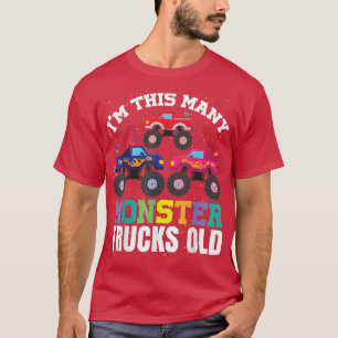 I'm This Many Monster Trucks Old 3rd Birthday Cele T-Shirt