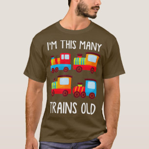 Im This Many Trains Old 4th Birthday Railroad T-Shirt