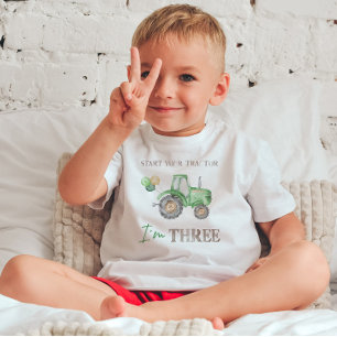 I'm THREE Green Tractor Birthday T-Shirt