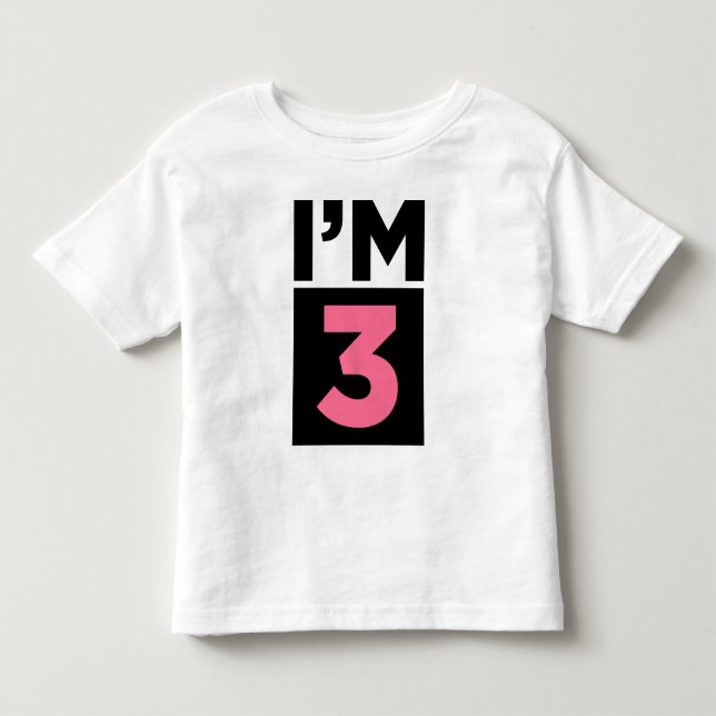 I'm Three Pink Third Birthday Shirt (Front)