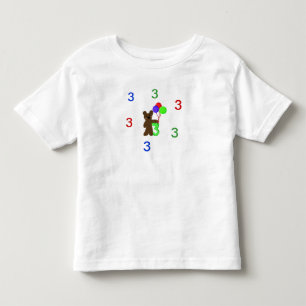 I'm Three With a Teddybear and Balloons Toddler T-Shirt