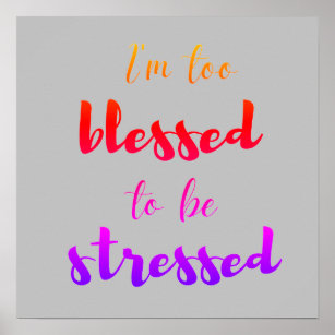 I'm too blessed to be stressed     poster