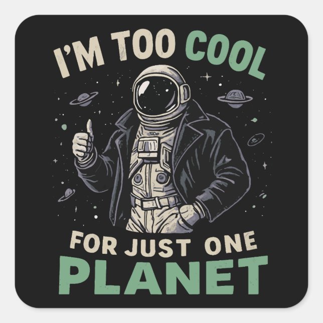 I'm too cool for just one planet square sticker (Front)