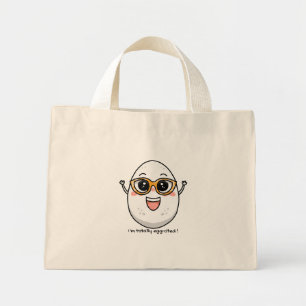 I'm Totally Egg-cited cheerful egg wearing glasses Mini Tote Bag
