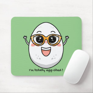 I'm Totally Egg-cited cheerful egg wearing glasses Mouse Mat
