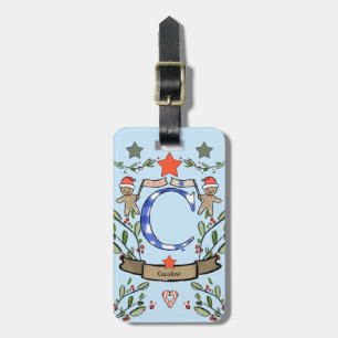 I'm travelling for Christmas monogram "C" with nam Luggage Tag