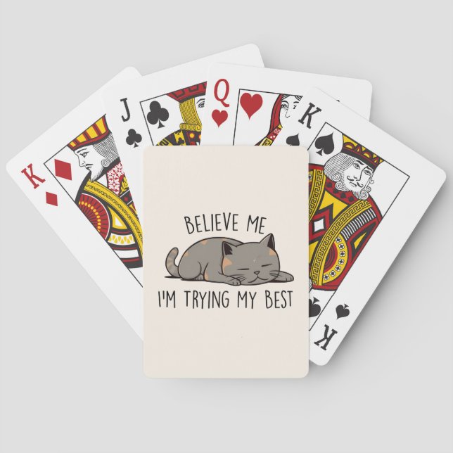 I'm Trying my Best Cute Cat Playing Cards (Back)