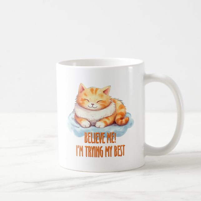 I'm Trying my Best Cute Orange Cat Coffee Mug (Right)