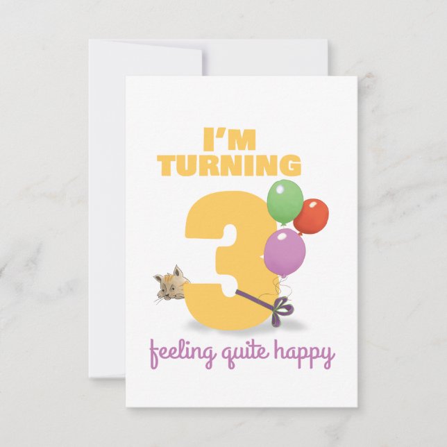 I'm turning 3 Happy Birthday card (Front)