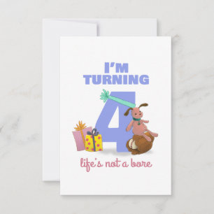 I'm turning 4 Happy Birthday kids card