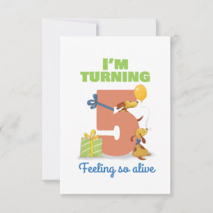 I'm turning 5 Happy Birthday card for kids