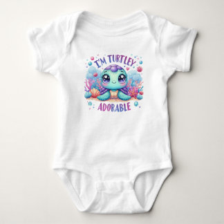 "I'm Turtley Adorable" Baby Jersey Bodysuit