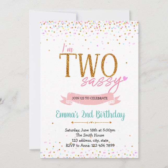 Im TWO sassy 2nd birthday theme invitation (Front)
