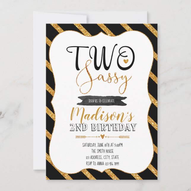 Im two sassy party invitation (Front)