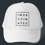 I'm Vaccinated | Covid Vaccine Modern Stylish Bold Trucker Hat<br><div class="desc">Simple, stylish custom "IM VACCINATED" design in modern minimalist bold block typogaphy with a simple black border. The perfect trendy symbol to show that you have been vaccinated for Covid-19 and received the coronavirus vaccine. Be proud and show you are pro vaccine with this fun design! #vaccinated #covid #covid19 #vaccination...</div>