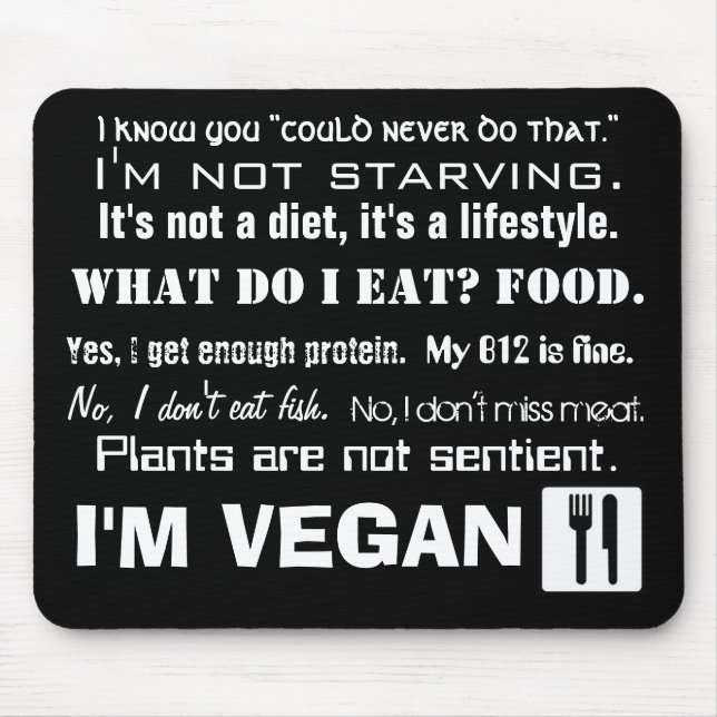 I'm Vegan: Answers Mouse Mat (Front)