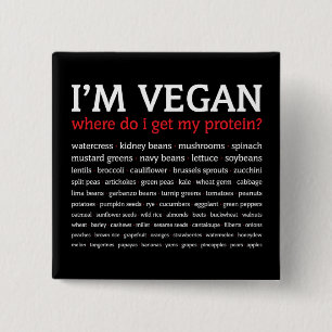 I'm Vegan: Where do I get my protein? 15 Cm Square Badge