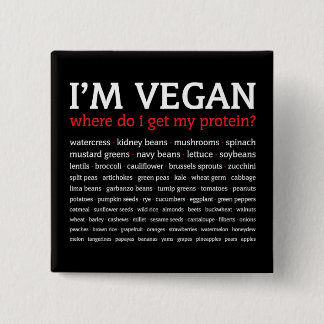 I'm Vegan: Where do I get my protein? 15 Cm Square Badge