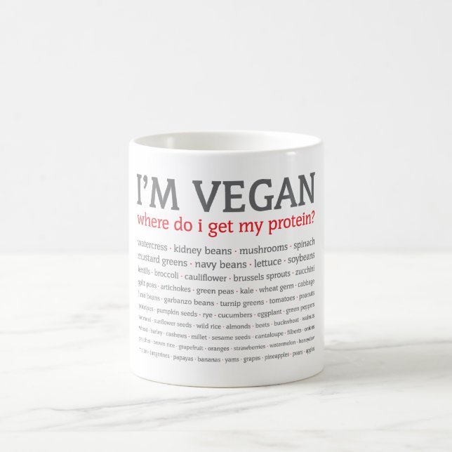 I'm Vegan: Where do I get my protein? Coffee Mug (Center)